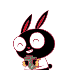 16 Cute black rabbit chatting expression emoji